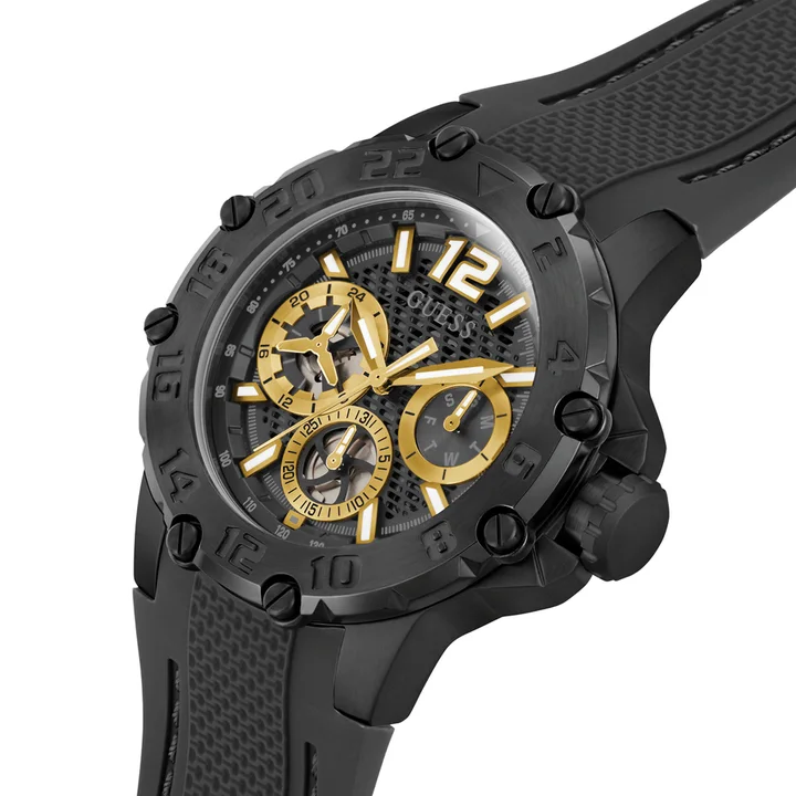 Guess Contender Black and Gold Tone Multifunction Sports Watch - GW0640G2