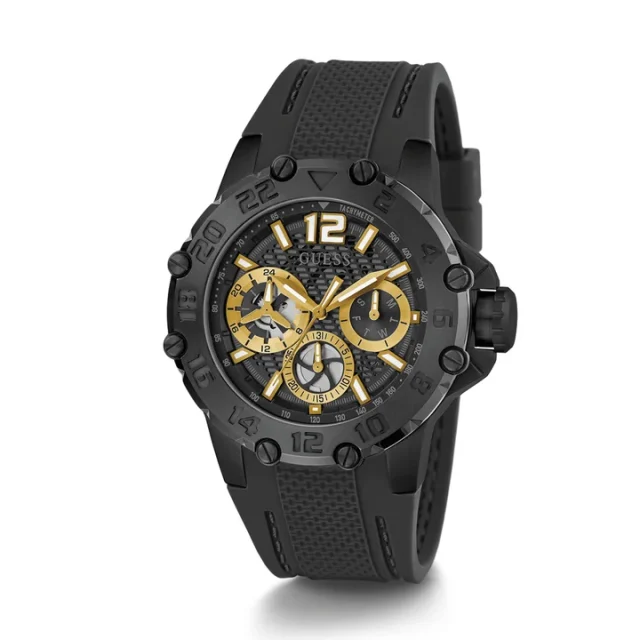 Guess Contender Black and Gold Tone Multifunction Sports Watch - GW0640G2