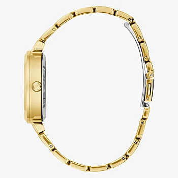 Guess Crystal Clear Gold Tone Case Gold Tone Stainless Steel Ladies Watch - GW0470L2