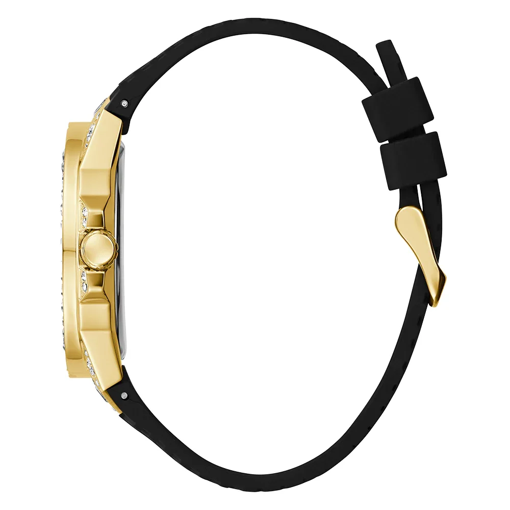Guess Dynasty Mens Gold Tone with Black Rubber Strap - GW0498G2