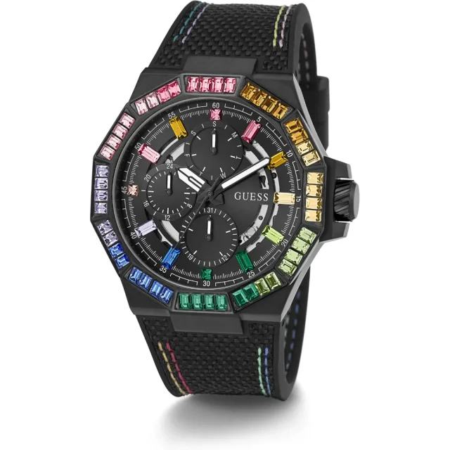 Guess Energy Black Dial & Case with Black Rubber Strap - GW0701G1