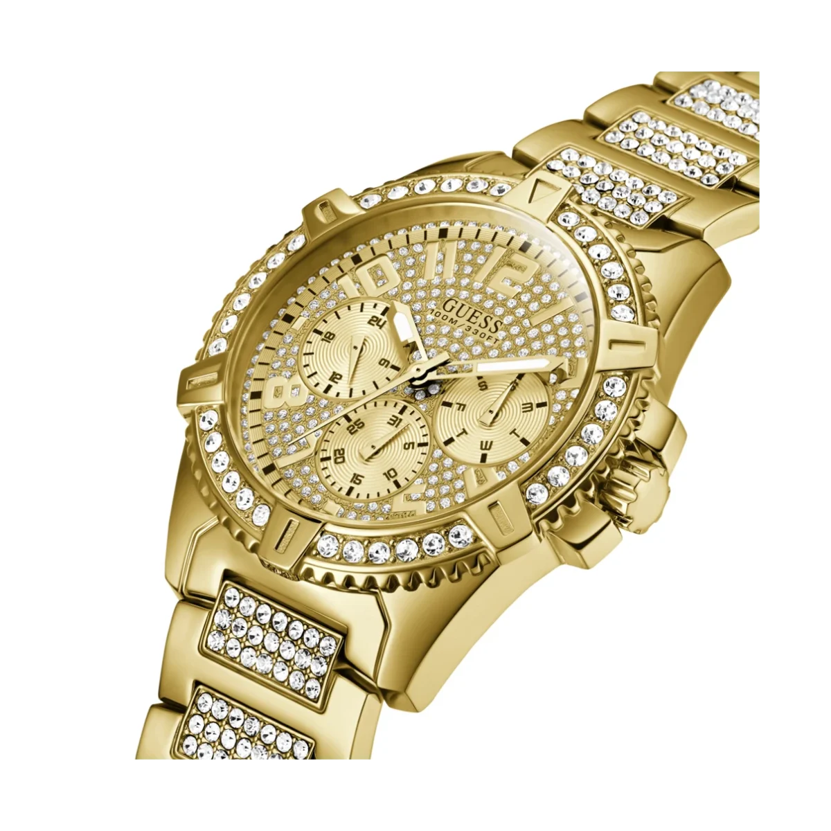 Guess Frontier Gold Tone Full Bling Watch - W0799G2
