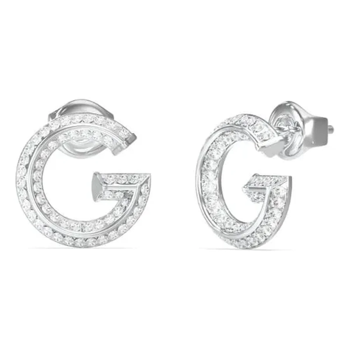 GUESS G Crystal Stud Earrings Silver Tone – JUBE05443JWYGT-U