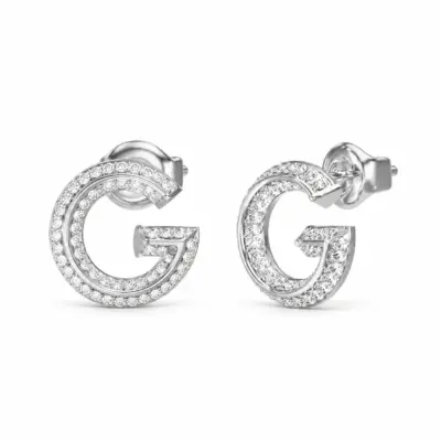 GUESS G Crystal Stud Earrings Silver Tone – JUBE05443JWYGT-U