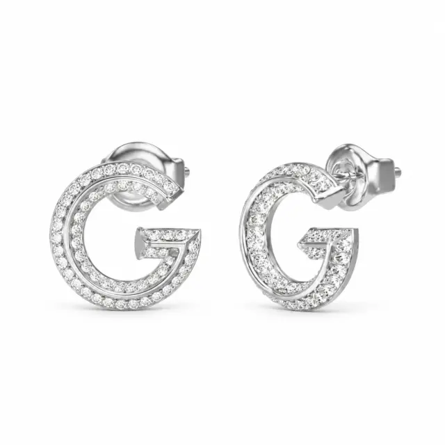 GUESS G Crystal Stud Earrings Silver Tone – JUBE05443JWYGT-U