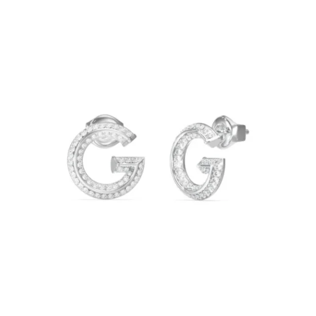 GUESS G Crystal Stud Earrings Silver Tone – JUBE05443JWYGT-U