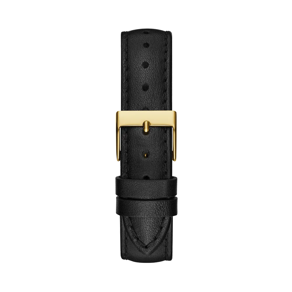 Guess G Gloss Ladies Gold Tone Black Leather Watch - GW0608L2