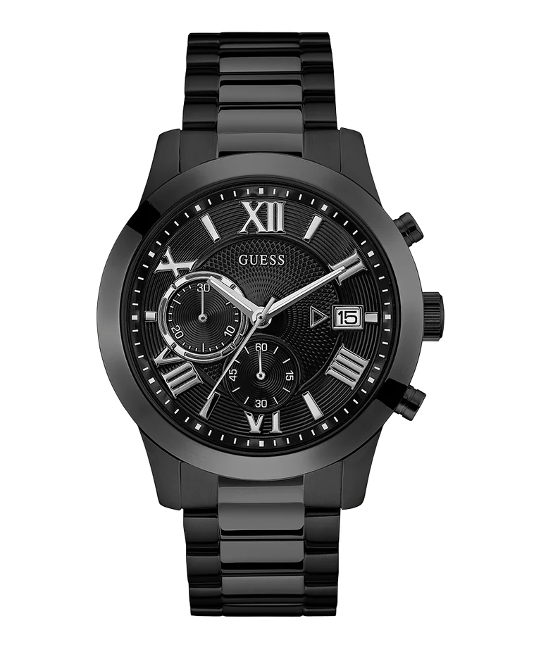Guess Gents Atlas Black Dial, Case, Band Chronograph Watch - W0668G5