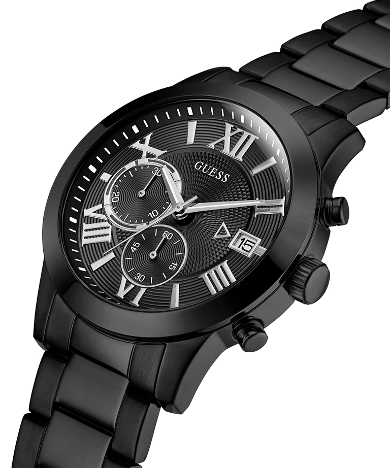 Guess Gents Atlas Black Dial, Case, Band Chronograph Watch - W0668G5