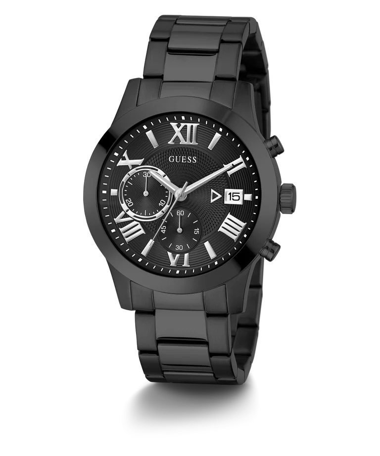 Guess Gents Atlas Black Dial, Case, Band Chronograph Watch - W0668G5