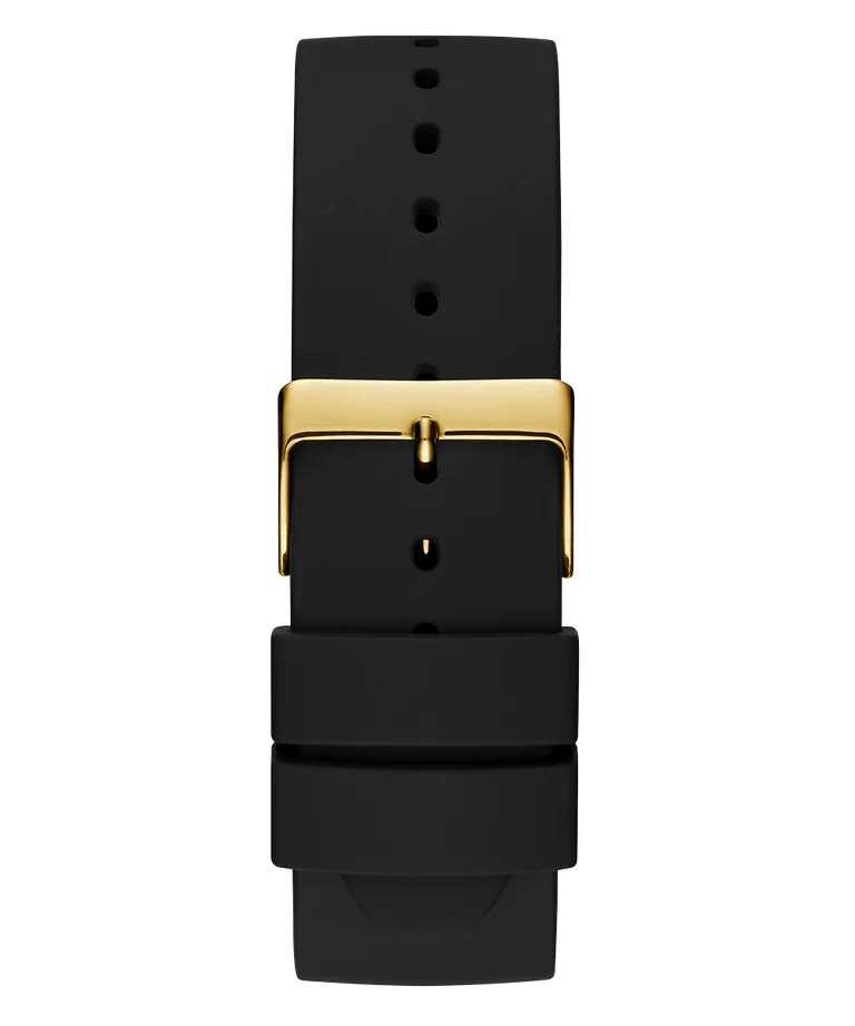 Guess Gents Black Dial, Gold Case, Black Silicone Band - W1264G1