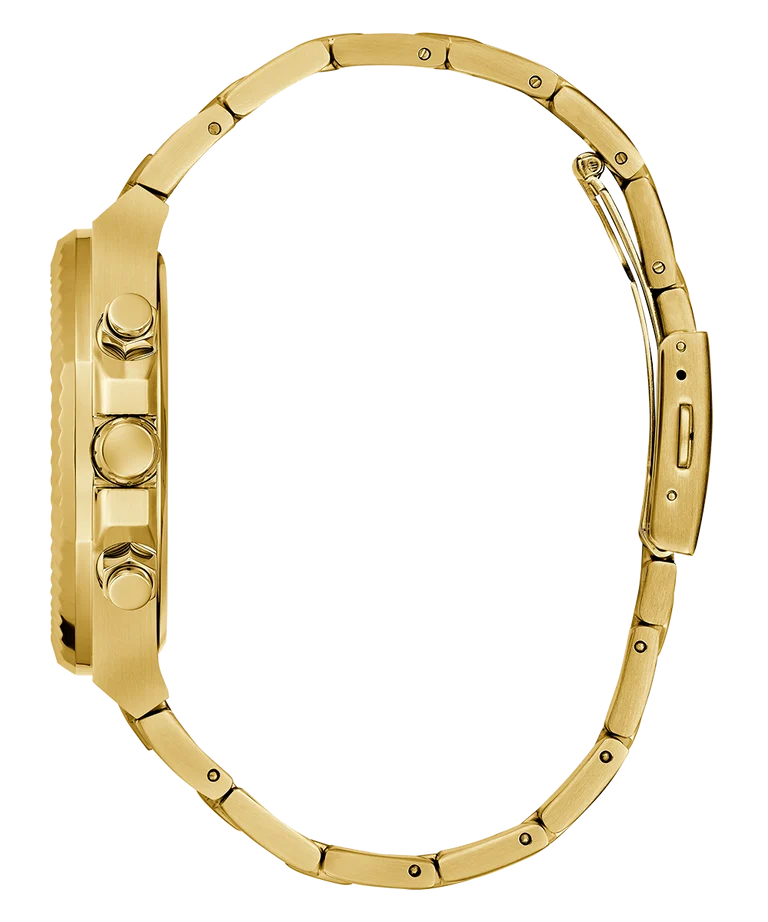 Guess Gents Equity Blue Dial, Gold Tone Case & band Multi-Fumction Watch - GW0703G6
