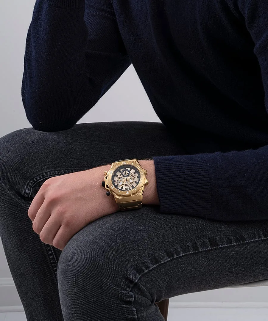 Guess Gents Exposure Gold Tone Case Gold Tone Stainless Steel Watch - GW0324G2