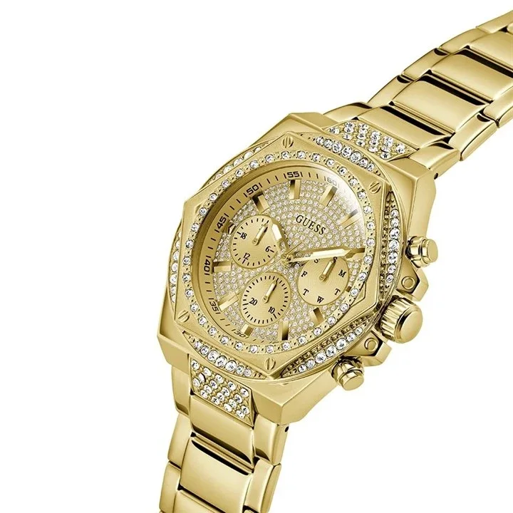 Guess Gents Fury Gold Tone Case & Band Multi-Fumction Watch - GW0899G2