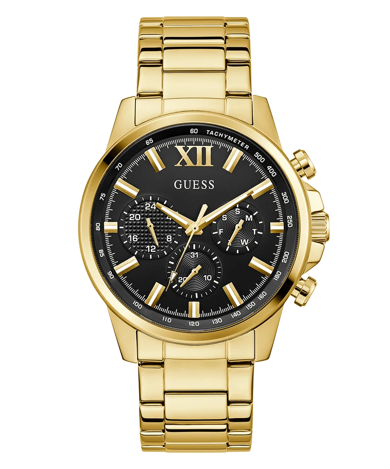 Guess Gents Walker Black Dial, Gold Tone Multi-Function Watch - GW0900G3