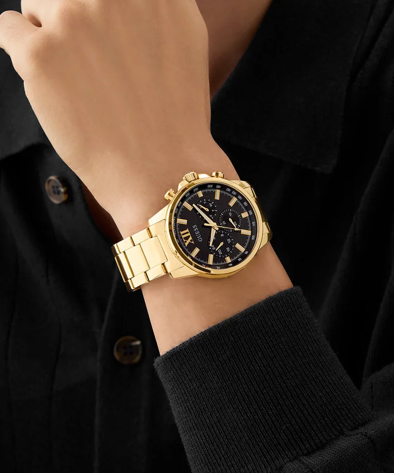 Guess Gents Walker Black Dial, Gold Tone Multi-Function Watch - GW0900G3
