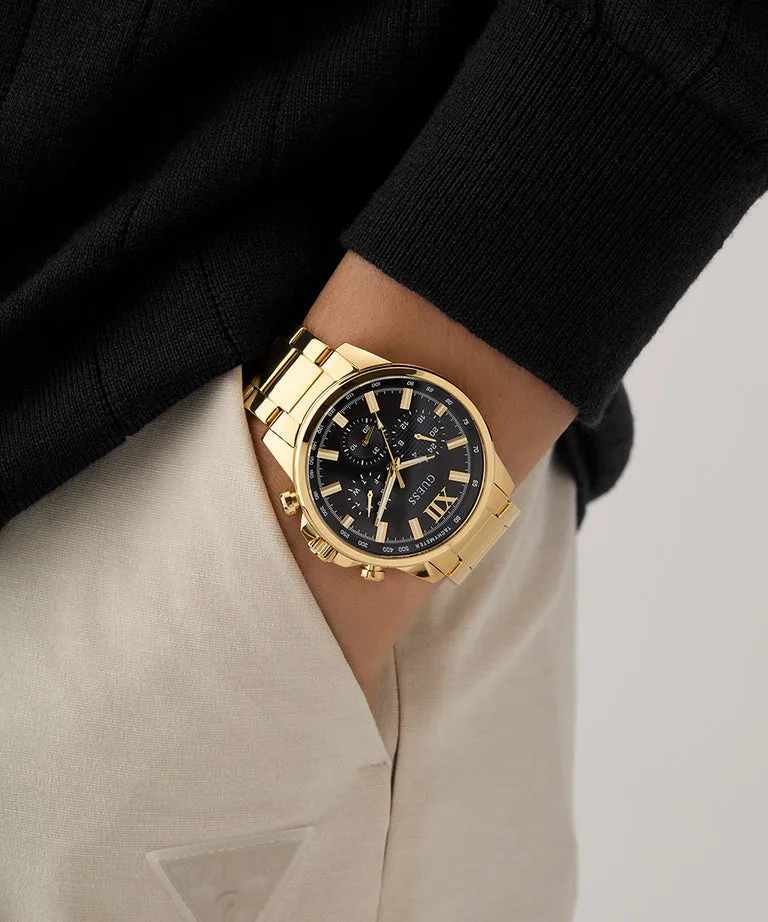 Guess Gents Walker Black Dial, Gold Tone Multi-Function Watch - GW0900G3