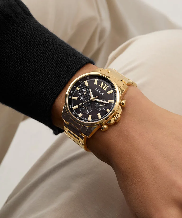 Guess Gents Walker Black Dial, Gold Tone Multi-Function Watch - GW0900G3