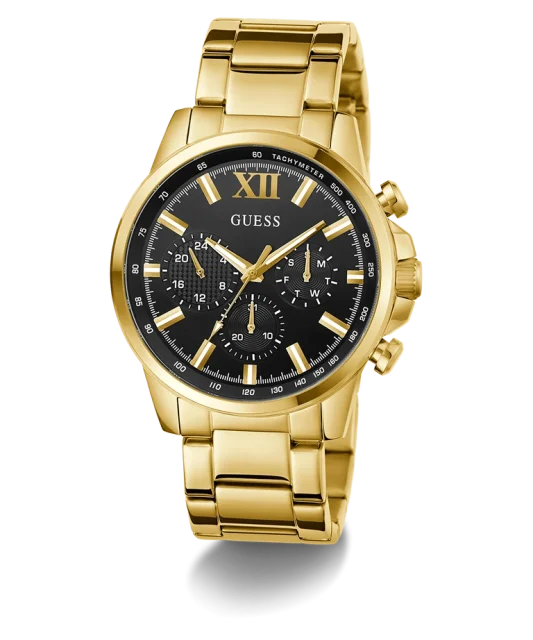 Guess Gents Walker Black Dial, Gold Tone Multi-Function Watch - GW0900G3