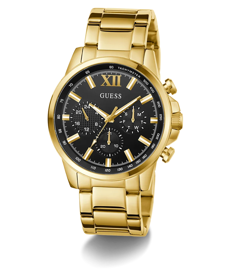 Guess Gents Walker Black Dial, Gold Tone Multi-Function Watch - GW0900G3