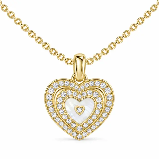 GUESS Gold Amami Mother of Pearl Heart Necklace – UBN04026JWYGWHT
