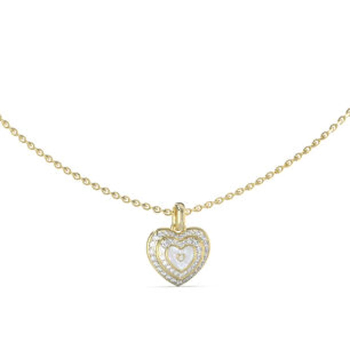 GUESS Gold Amami Mother of Pearl Heart Necklace – UBN04026JWYGWHT