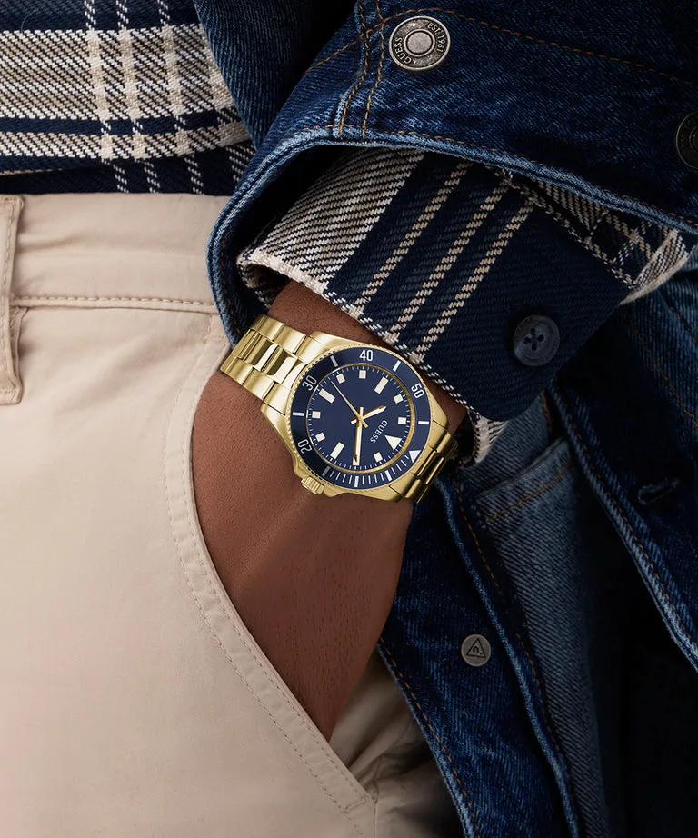 Guess Gold cliff blue dial watch - GW0968G2