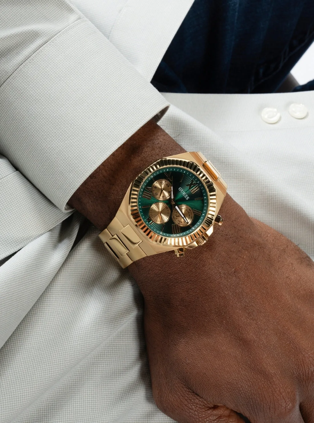 Guess Gold Equity Green Link Watch - GW0703G2