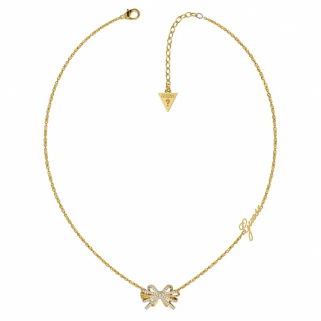 Guess Gold Plated Stainless Steel 22mm Bow On 16-18" Chain - UBN01322JWYG