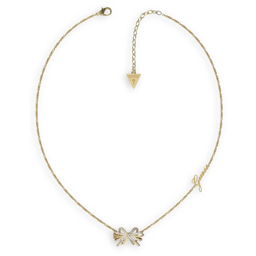 Guess Gold Plated Stainless Steel 22mm Bow On 16-18" Chain - UBN01322JWYG