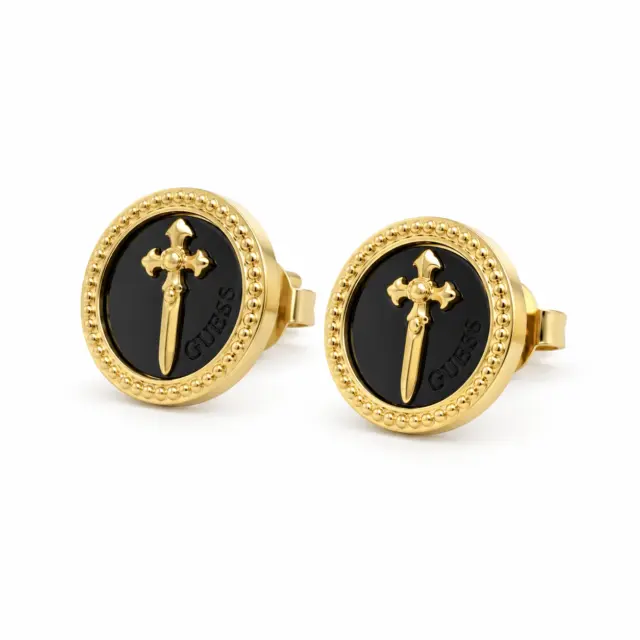 Guess Gold Tone 12mm South Alameda Dagger Coin Studs