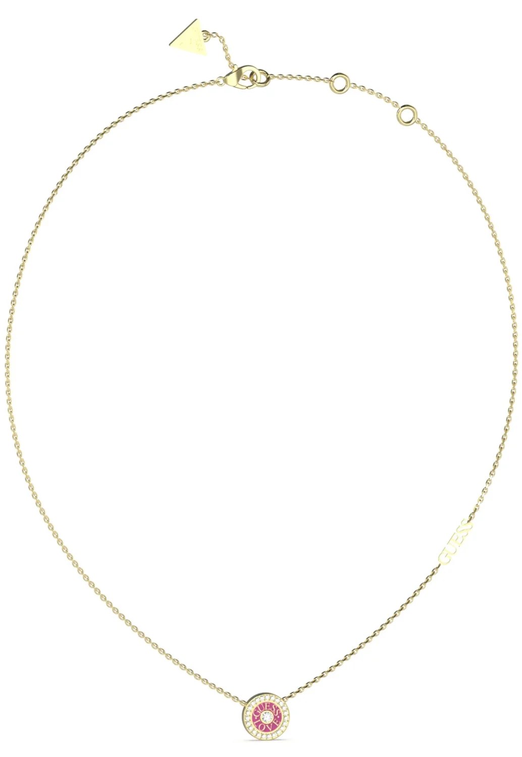 Guess Gold Tone 16"-18" 12mm Love Pink Necklace