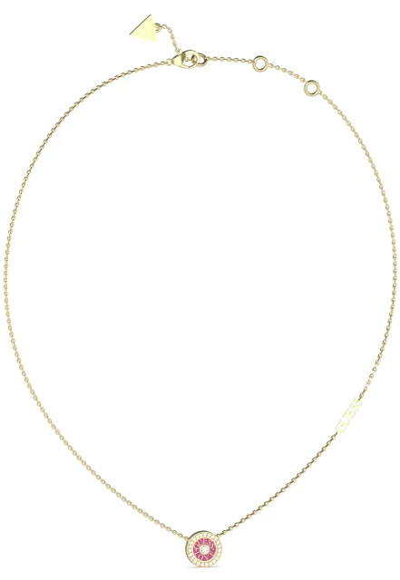 Guess Gold Tone 16"-18" 12mm Love Pink Necklace