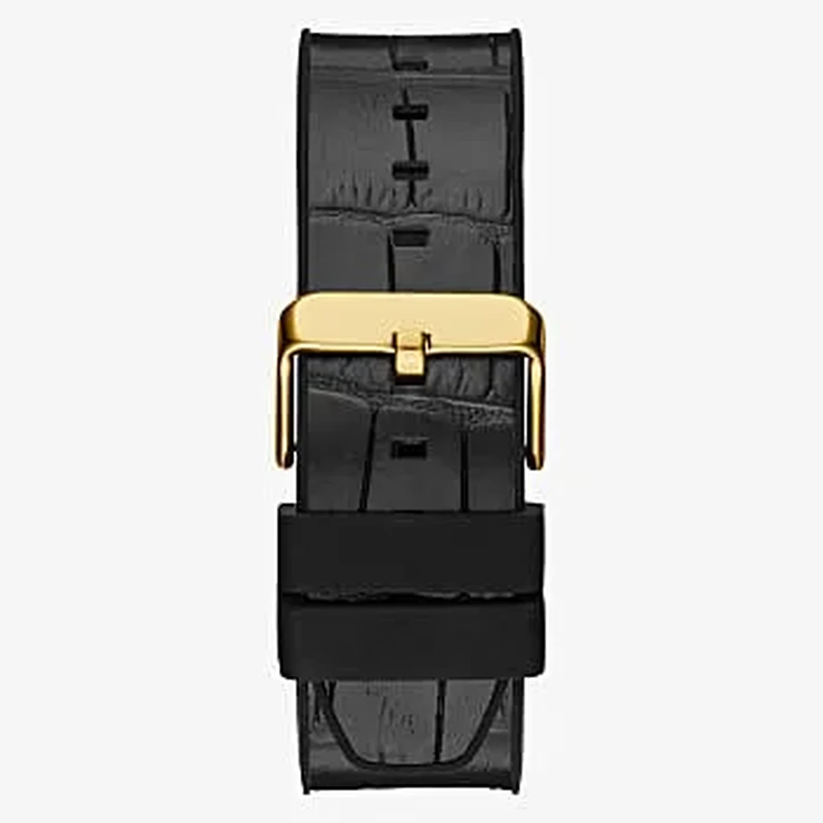 GUESS GOLD TONE CASE BLACK GENUINE CROCO LEATHER/SILICONE STRAP MANS WATCH - GW0492G3