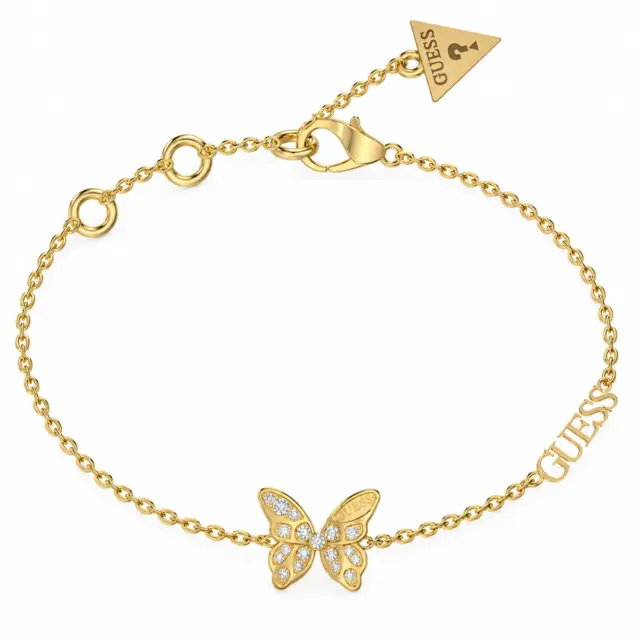 Guess Gold Tone Chrysalis Pave Butterfly Bracelet