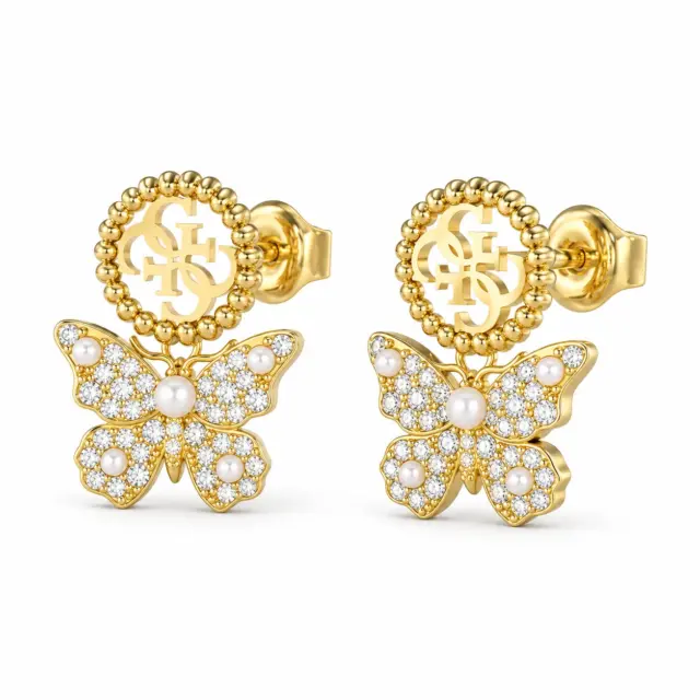 GUESS Gold Tone Crystal Stud Earrings – JUBE06132JWYGTU