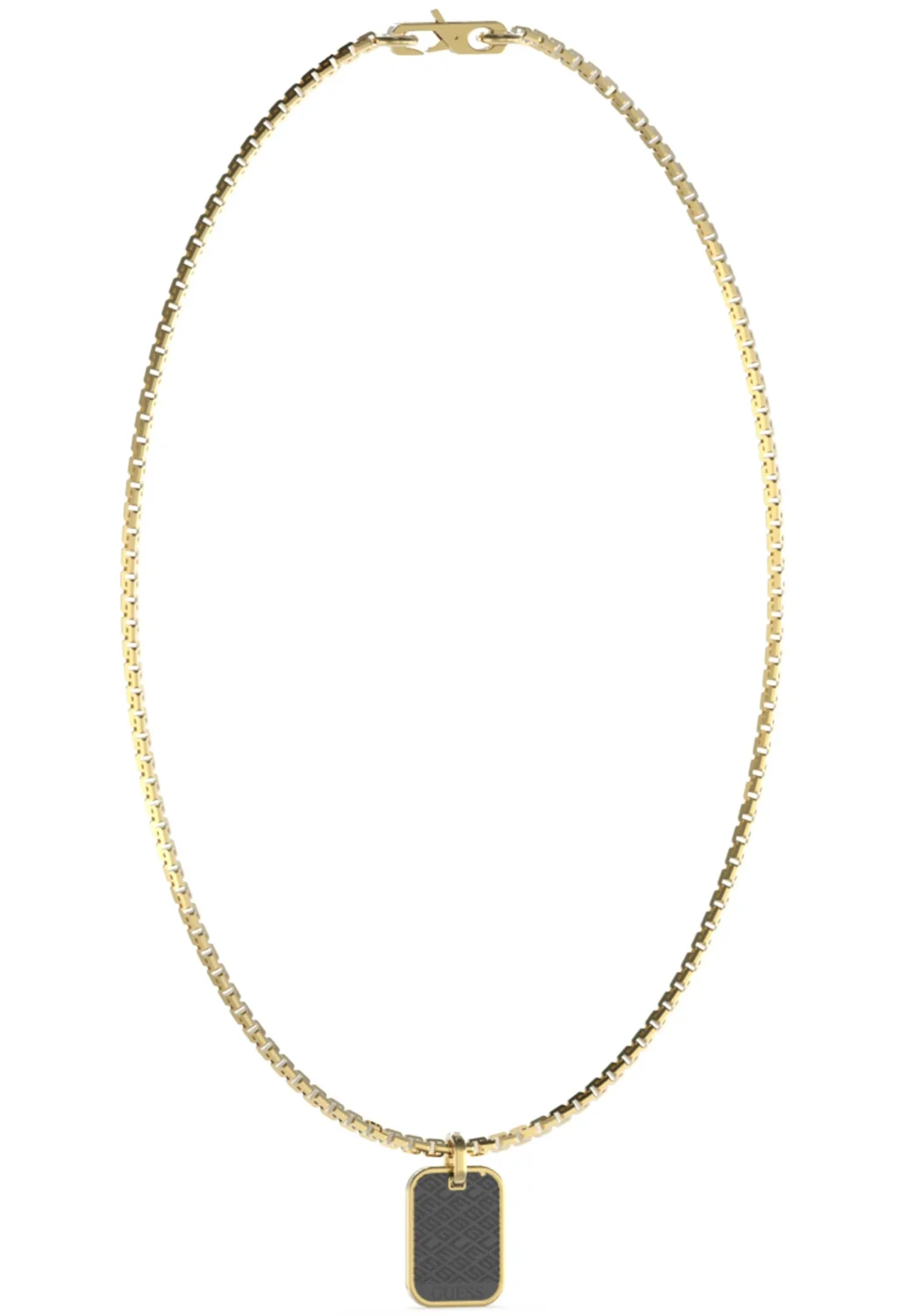 Guess Gold Tone Kings Road 21" Chain 25mm Logo Tag