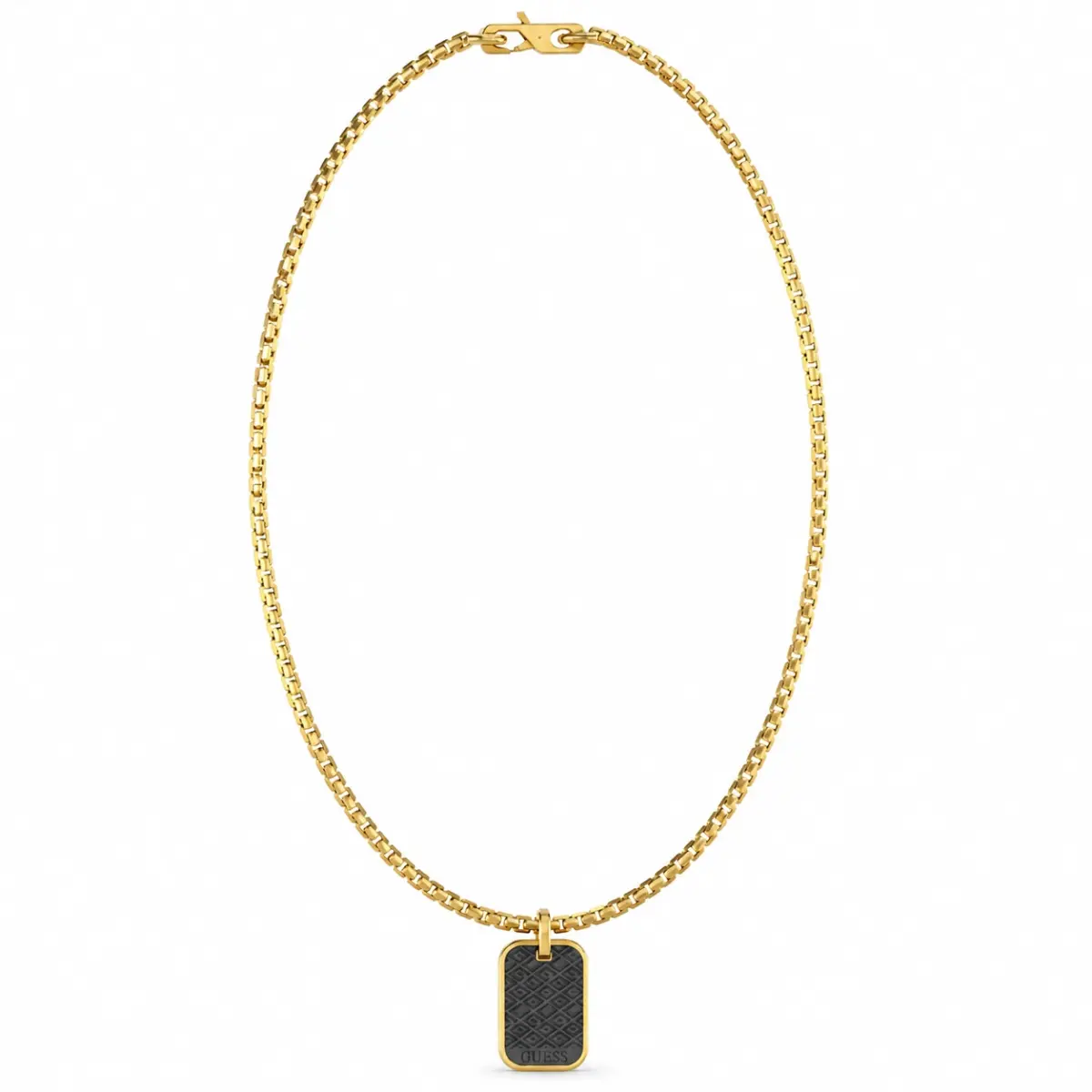 Guess Gold Tone Kings Road 21" Chain 25mm Logo Tag