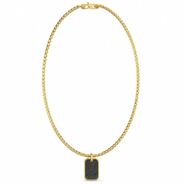 Guess Gold Tone Kings Road 21" Chain 25mm Logo Tag