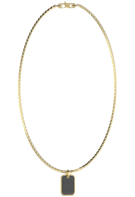 Guess Gold Tone Kings Road 21" Chain 25mm Logo Tag