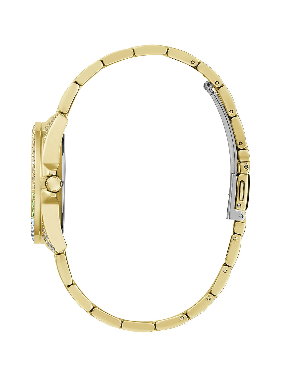 Guess Gold Tone Opaline Multi Crystal Link Watch - GW0475L3