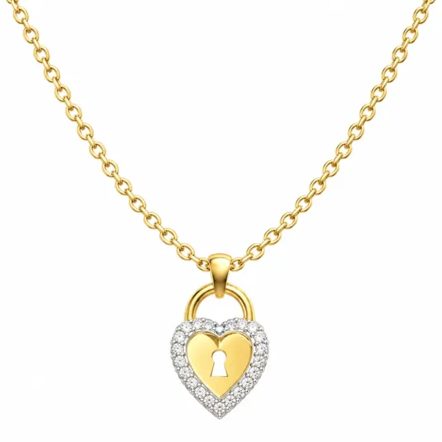 GUESS Heart Lock Necklace Gold Tone – JUBN06060JWYGRHT
