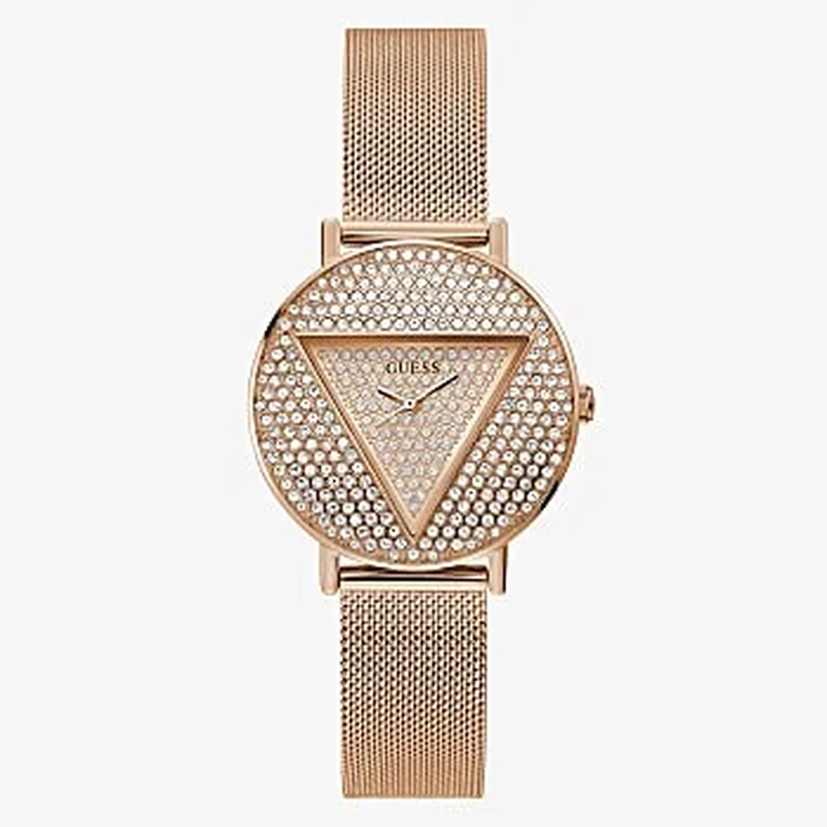 Guess Iconic Rose Gold Glitz Dial Rose Gold Tone Case & Rose Gold Tone Stainless Steel Mesh Strap Watch - GW0477L3
