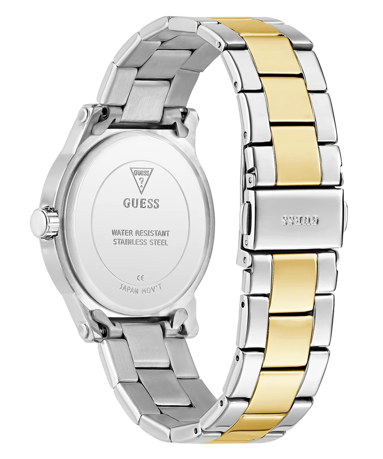 Guess Ladies Annette Two-Tone Green Dial, Gold Case, Two-Tone Band - GW0861L4