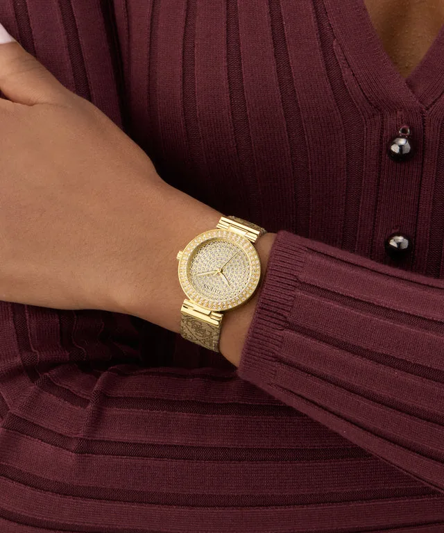GUESS Ladies Beige Gold Tone Analog Watch - GW0943L2