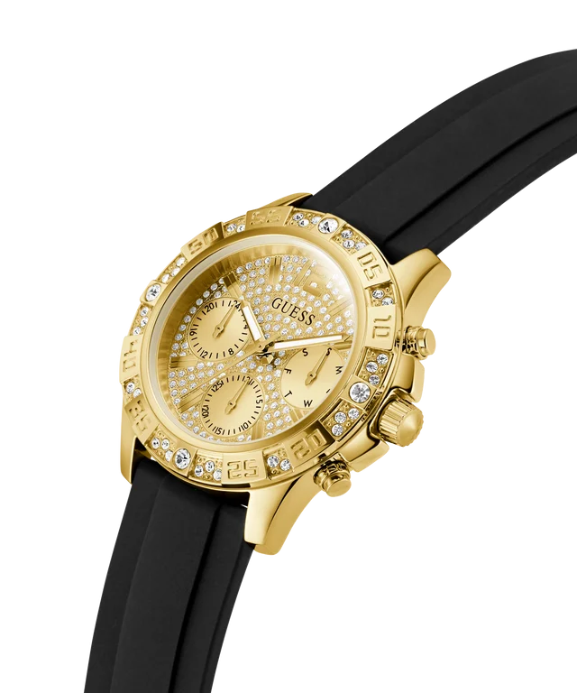 GUESS Ladies Black Gold Tone Multi-function Watch - GW0772L5