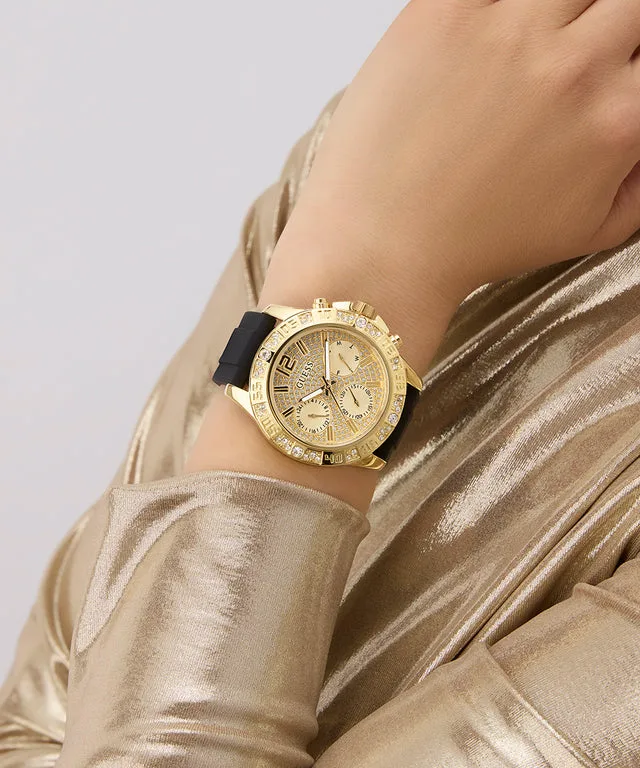 GUESS Ladies Black Gold Tone Multi-function Watch - GW0772L5