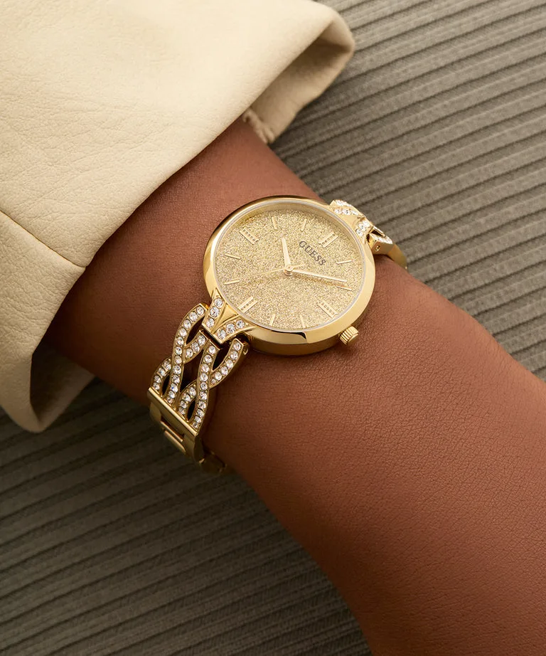 Guess Ladies Coral Glitz Gold Tone Watch - GW0868L2