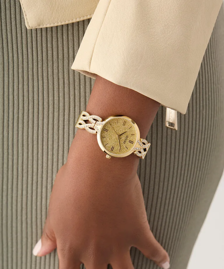 Guess Ladies Coral Glitz Gold Tone Watch - GW0868L2