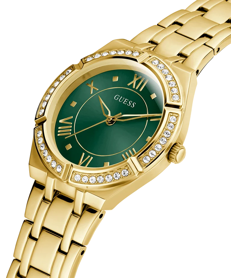 Guess Ladies Cosmo Green Dial Gold Case & Strap - GW0033L8